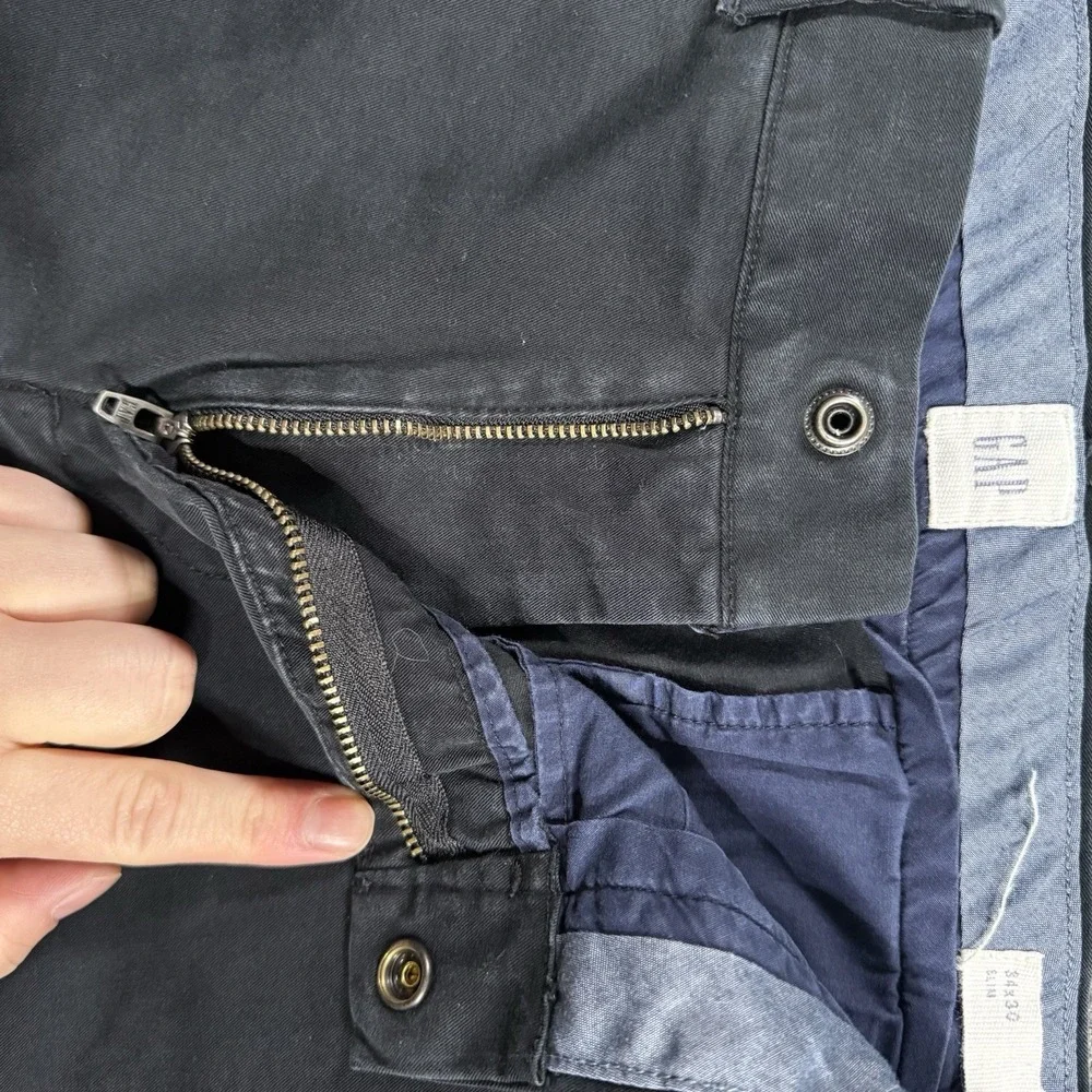 Gap Ultimate‎ Khaki Slim Fit Flat Front Pants Men's True Black Size 34x30 Chino